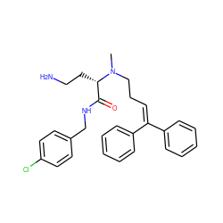 CN(CCC=C(c1ccccc1)c1ccccc1)[C@@H](CCN)C(=O)NCc1ccc(Cl)cc1 ZINC000169349912