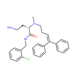 CN(CCC=C(c1ccccc1)c1ccccc1)[C@@H](CCN)C(=O)NCc1ccccc1Cl ZINC000169349910