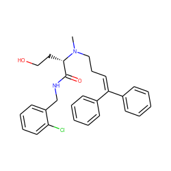 CN(CCC=C(c1ccccc1)c1ccccc1)[C@@H](CCO)C(=O)NCc1ccccc1Cl ZINC000096915157