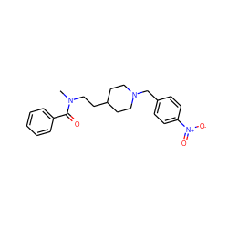 CN(CCC1CCN(Cc2ccc([N+](=O)[O-])cc2)CC1)C(=O)c1ccccc1 ZINC000013745772