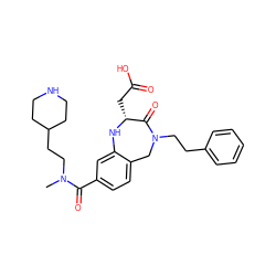 CN(CCC1CCNCC1)C(=O)c1ccc2c(c1)N[C@H](CC(=O)O)C(=O)N(CCc1ccccc1)C2 ZINC000013782903