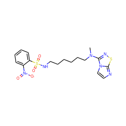 CN(CCCCCCNS(=O)(=O)c1ccccc1[N+](=O)[O-])c1nsc2nccn12 ZINC000013641276