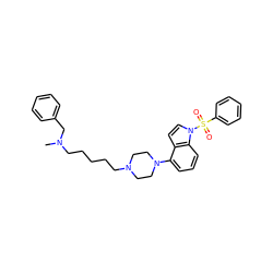 CN(CCCCCN1CCN(c2cccc3c2ccn3S(=O)(=O)c2ccccc2)CC1)Cc1ccccc1 ZINC001772630944