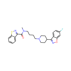 CN(CCCCN1CCC(c2noc3cc(F)ccc23)CC1)C(=O)c1nsc2ccccc12 ZINC000013737886