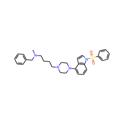 CN(CCCCN1CCN(c2cccc3c2ccn3S(=O)(=O)c2ccccc2)CC1)Cc1ccccc1 ZINC001772595577