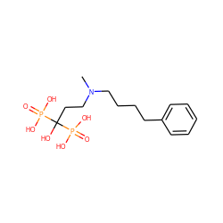 CN(CCCCc1ccccc1)CCC(O)(P(=O)(O)O)P(=O)(O)O ZINC000002010268