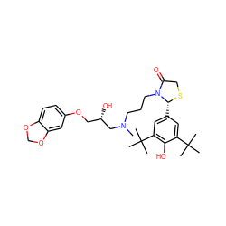 CN(CCCN1C(=O)CS[C@@H]1c1cc(C(C)(C)C)c(O)c(C(C)(C)C)c1)C[C@@H](O)COc1ccc2c(c1)OCO2 ZINC000027431945