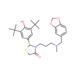 CN(CCCN1C(=O)CS[C@@H]1c1cc(C(C)(C)C)c(O)c(C(C)(C)C)c1)Cc1ccc2c(c1)OCO2 ZINC000013781682