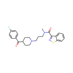 CN(CCCN1CCC(C(=O)c2ccc(F)cc2)CC1)C(=O)c1nsc2ccccc12 ZINC000013737881