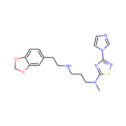 CN(CCCNCCc1ccc2c(c1)OCO2)c1nc(-n2ccnc2)ns1 ZINC000073195852