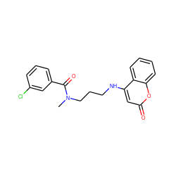 CN(CCCNc1cc(=O)oc2ccccc12)C(=O)c1cccc(Cl)c1 ZINC000101655781