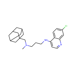 CN(CCCNc1ccnc2cc(Cl)ccc12)CC12CC3CC(CC(C3)C1)C2 ZINC001772654038