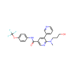 CN(CCCO)c1ncc(C(=O)Nc2ccc(OC(F)(F)F)cc2)cc1-c1cccnc1 ZINC001772577253