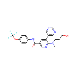 CN(CCCO)c1ncc(C(=O)Nc2ccc(OC(F)(F)F)cc2)cc1-c1cncnc1 ZINC001772617622