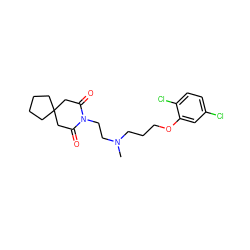 CN(CCCOc1cc(Cl)ccc1Cl)CCN1C(=O)CC2(CCCC2)CC1=O ZINC000013560157