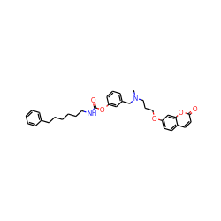 CN(CCCOc1ccc2ccc(=O)oc2c1)Cc1cccc(OC(=O)NCCCCCCc2ccccc2)c1 ZINC000653823128