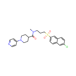 CN(CCCS(=O)(=O)c1ccc2cc(Cl)ccc2c1)C(=O)C1CCN(c2ccncc2)CC1 ZINC000001551968