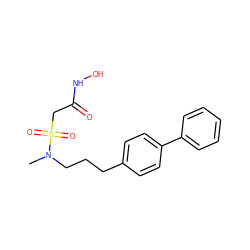 CN(CCCc1ccc(-c2ccccc2)cc1)S(=O)(=O)CC(=O)NO ZINC000003820499