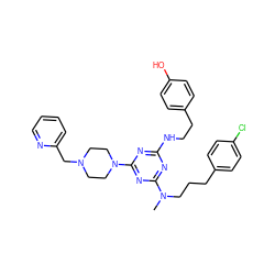 CN(CCCc1ccc(Cl)cc1)c1nc(NCCc2ccc(O)cc2)nc(N2CCN(Cc3ccccn3)CC2)n1 ZINC000027629300