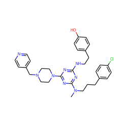 CN(CCCc1ccc(Cl)cc1)c1nc(NCCc2ccc(O)cc2)nc(N2CCN(Cc3ccncc3)CC2)n1 ZINC000027632064