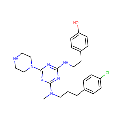 CN(CCCc1ccc(Cl)cc1)c1nc(NCCc2ccc(O)cc2)nc(N2CCNCC2)n1 ZINC000027633960