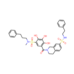 CN(CCCc1ccccc1)S(=O)(=O)c1cc(C(=O)N2CCc3ccc(S(=O)(=O)NCCc4ccccc4)cc3C2)c(O)c(O)c1O ZINC000049776339