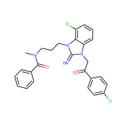 CN(CCCn1c(=N)n(CC(=O)c2ccc(Cl)cc2)c2cccc(Cl)c21)C(=O)c1ccccc1 ZINC000029126078