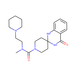 CN(CCN1CCCCC1)C(=O)N1CCC2(CC1)NC(=O)c1ccccc1N2 ZINC000045505870