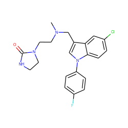 CN(CCN1CCNC1=O)Cc1cn(-c2ccc(F)cc2)c2ccc(Cl)cc12 ZINC000013758586