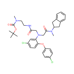 CN(CCNC(=O)CN(CC(=O)N(C)C1Cc2ccccc2C1)c1cc(Cl)ccc1Oc1ccc(Cl)cc1)C(=O)OC(C)(C)C ZINC000473090193