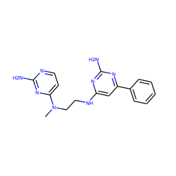 CN(CCNc1cc(-c2ccccc2)nc(N)n1)c1ccnc(N)n1 ZINC000096905893