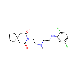 CN(CCNc1cc(Cl)ccc1Cl)CCN1C(=O)CC2(CCCC2)CC1=O ZINC000013560147