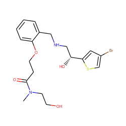 CN(CCO)C(=O)CCOc1ccccc1CNC[C@@H](O)c1cc(Br)cs1 ZINC000014966983