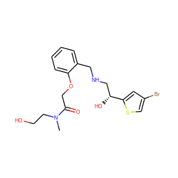 CN(CCO)C(=O)COc1ccccc1CNC[C@@H](O)c1cc(Br)cs1 ZINC000014966958
