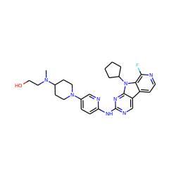 CN(CCO)C1CCN(c2ccc(Nc3ncc4c5ccnc(F)c5n(C5CCCC5)c4n3)nc2)CC1 ZINC000117691515