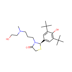 CN(CCO)CCCN1C(=O)CS[C@@H]1c1cc(C(C)(C)C)c(O)c(C(C)(C)C)c1 ZINC000013781672