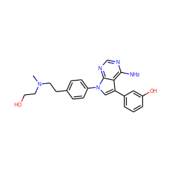 CN(CCO)CCc1ccc(-n2cc(-c3cccc(O)c3)c3c(N)ncnc32)cc1 ZINC000013538672