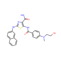 CN(CCO)c1ccc(C(=O)Nc2sc(Nc3ccc4ccccc4c3)nc2C(N)=O)cc1 ZINC000225169139