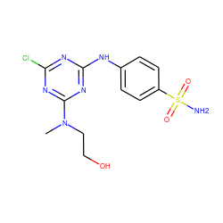 CN(CCO)c1nc(Cl)nc(Nc2ccc(S(N)(=O)=O)cc2)n1 ZINC000103269443