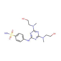 CN(CCO)c1nc(Nc2ccc(S(N)(=O)=O)cc2)nc(N(C)CCO)n1 ZINC000103269431