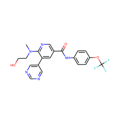 CN(CCO)c1ncc(C(=O)Nc2ccc(OC(F)(F)F)cc2)cc1-c1cncnc1 ZINC001772581512