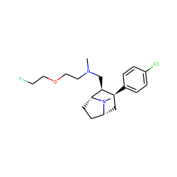 CN(CCOCCF)C[C@H]1[C@@H](c2ccc(Cl)cc2)C[C@@H]2CC[C@H]1N2C ZINC000084652928