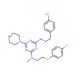 CN(CCOc1ccc(Cl)cc1)c1nc(NCCc2ccc(O)cc2)nc(N2CCNCC2)n1 ZINC000013492564