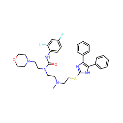 CN(CCSc1nc(-c2ccccc2)c(-c2ccccc2)[nH]1)CCN(CCN1CCOCC1)C(=O)Nc1ccc(F)cc1F ZINC000026018275