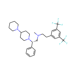 CN(CCc1cc(C(F)(F)F)cc(C(F)(F)F)c1)C[C@H](c1ccccc1)N1CCC(N2CCCCC2)CC1 ZINC000027441943