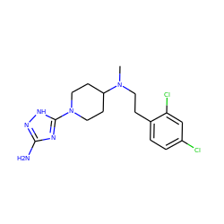 CN(CCc1ccc(Cl)cc1Cl)C1CCN(c2nc(N)n[nH]2)CC1 ZINC001772634468