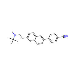 CN(CCc1ccc2cc(-c3ccc(C#N)cc3)ccc2c1)C(C)(C)C ZINC000028901434