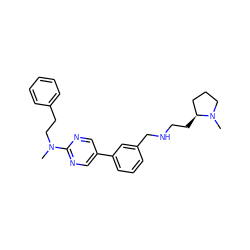 CN(CCc1ccccc1)c1ncc(-c2cccc(CNCC[C@H]3CCCN3C)c2)cn1 ZINC000045229040