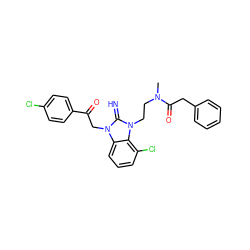 CN(CCn1c(=N)n(CC(=O)c2ccc(Cl)cc2)c2cccc(Cl)c21)C(=O)Cc1ccccc1 ZINC000029125550