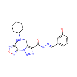 CN(Cc1c(C(=O)N/N=C/c2cccc(O)c2)nnn1-c1nonc1N)C1CCCCC1 ZINC000002596317